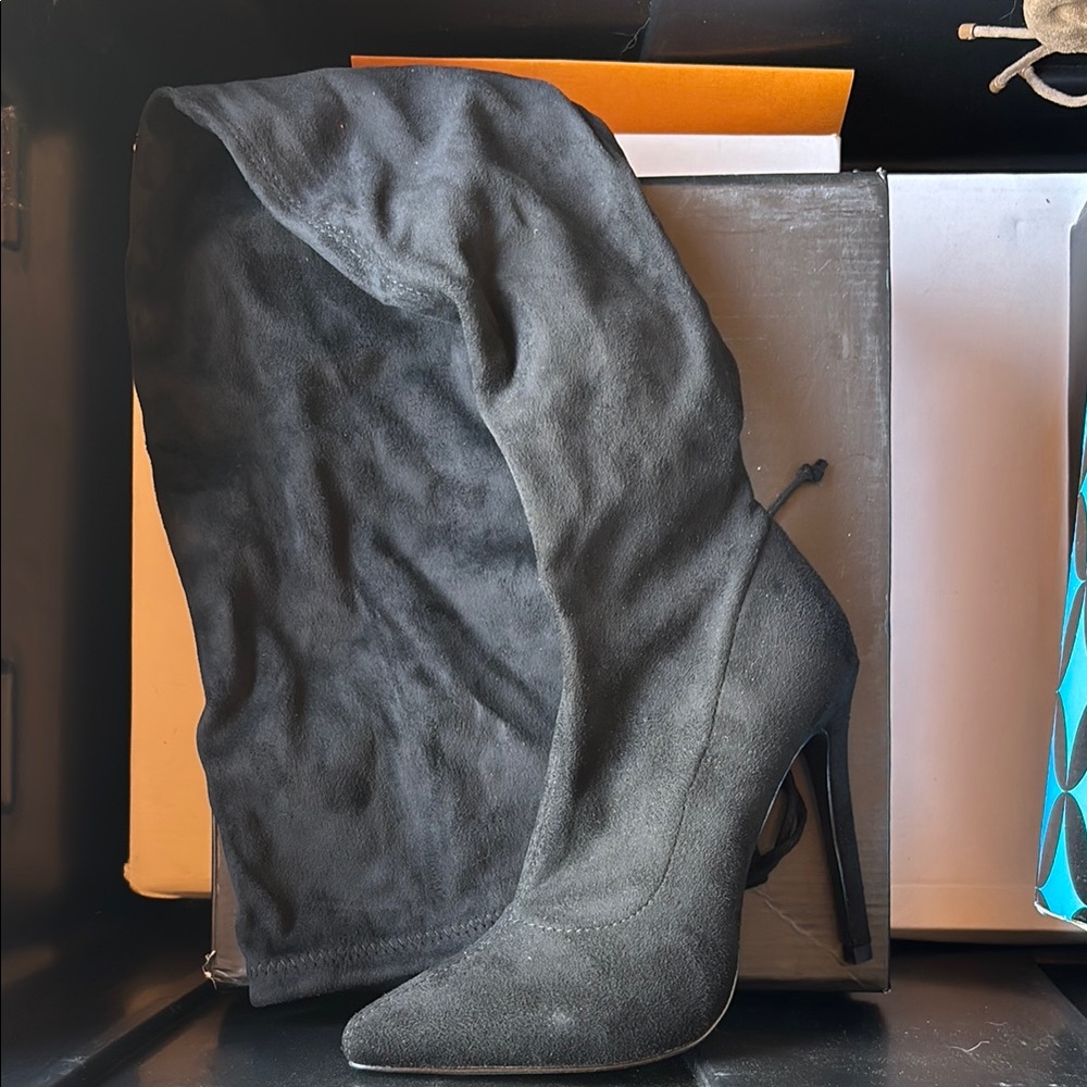 Thigh high Black Suede Women's Boots
